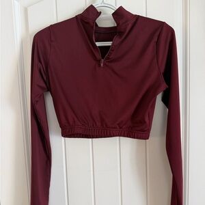 Champion Burgundy Long Sleeve Crop Top